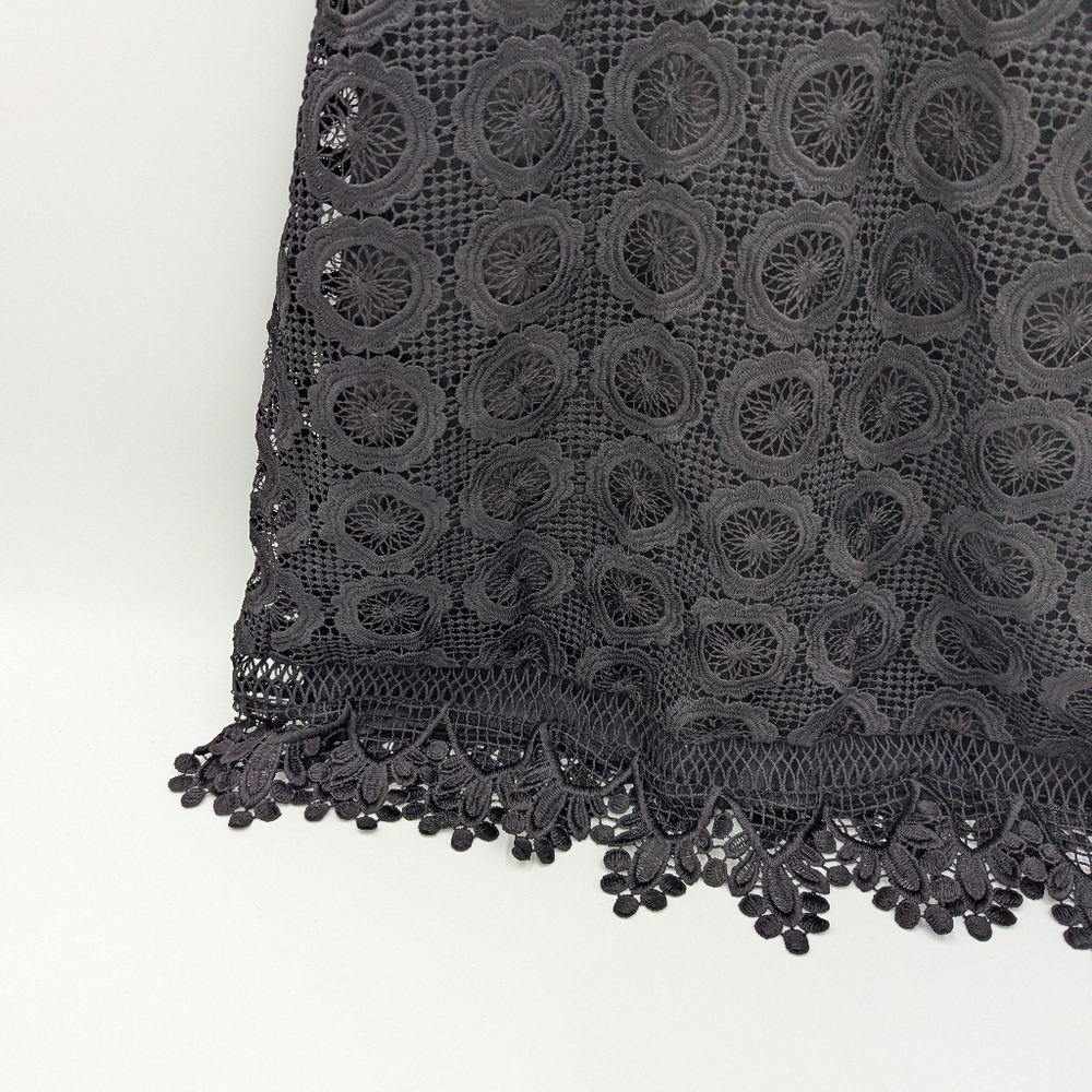 Lovers + Friends Escape Mini Dress Boho Crochet Knit Medium Sleeveless Black - Picture 9 of 11